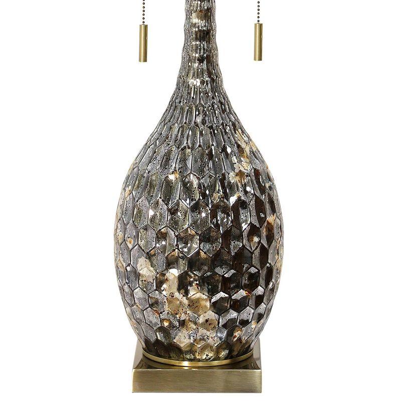 Lydney Silver Metal and Glass 3-Way Table Lamp