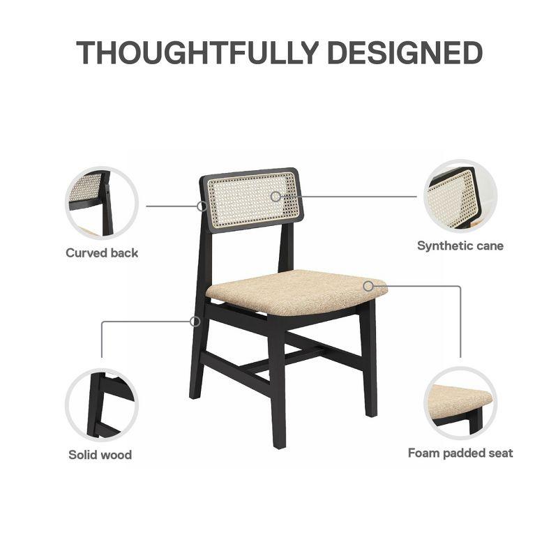 DHP Eleni Cane Dining Chairs, Set of 2, Cream/Black