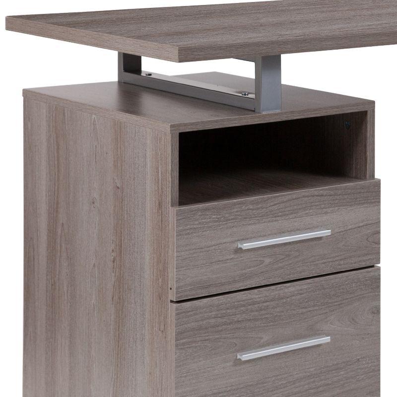 Flash Furniture Harwood Desk with Two Drawers and Metal Frame