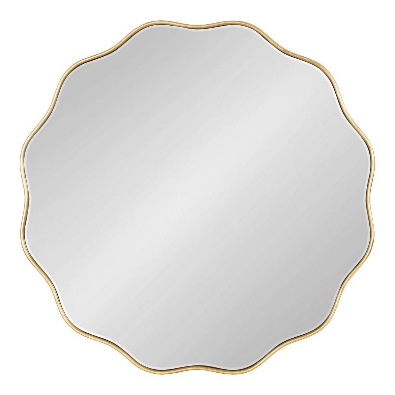 Kate & Laurel All Things Decor 26"x26" Viona Round Scalloped Mirror Gold: Modern Style, No Assembly, Wall Mounted