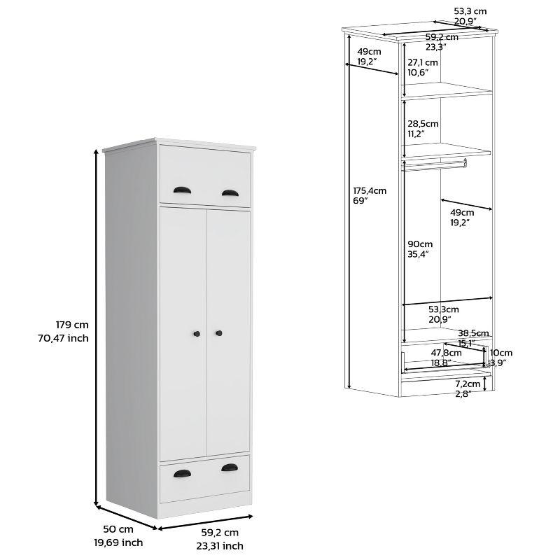 Depot E-Shop Tifton Armoire  70.47" H, with Hinged Drawer, 2-Doors, and 1-Drawer