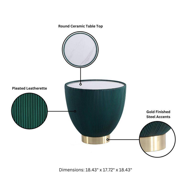 Manhattan Comfort 2pc Anderson Modern Leatherette Upholstered End Table Set Green: Faux Marble, No Assembly Required