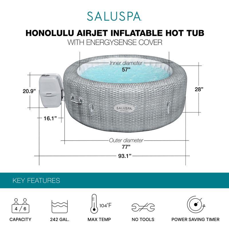 Bestway Coleman Honolulu AirJet Inflatable Hot Tub with EnergySense Cover, 6-Pack SaluSpa Spa Seat and 6 Sets of SaluSpa Padded Headrest Pillows