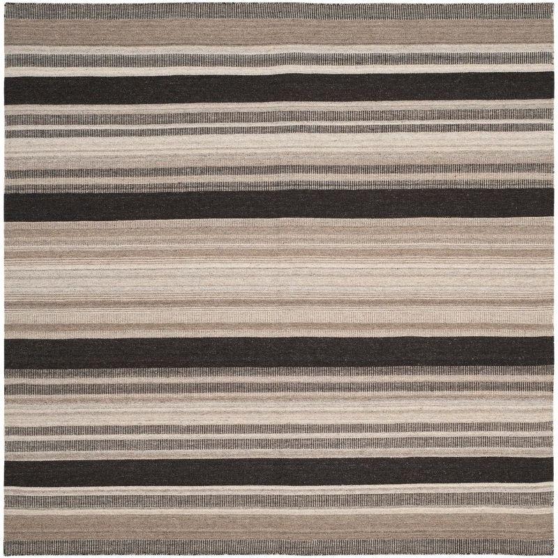 Dhurries DHU628 Hand Woven Area Rug - Natural/Black - 6'x6' - Safavieh.
