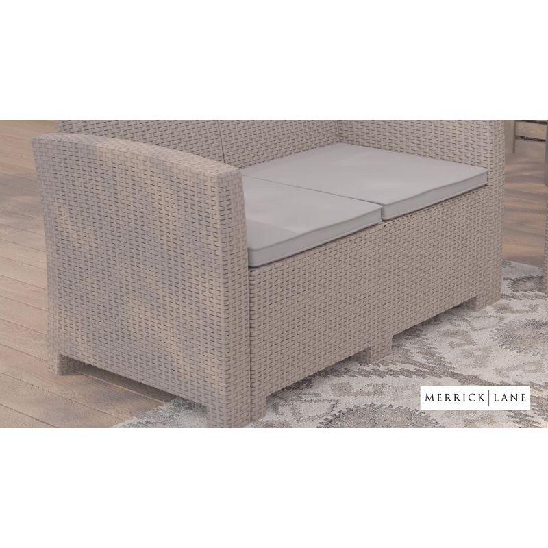 Merrick Lane Outdoor Furniture Resin Loveseat Light Gray Faux Rattan Wicker Pattern 2-Seat Loveseat With All-Weather Beige Cushions