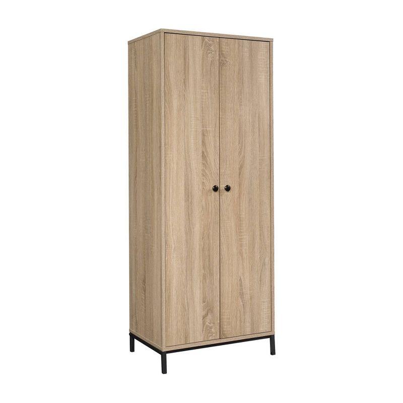 North Avenue Storage Cabinet Charter Brown - Sauder: 3 Shelves, Metal Base, Mid-Century Design, Includes Anti-Tip Hardware