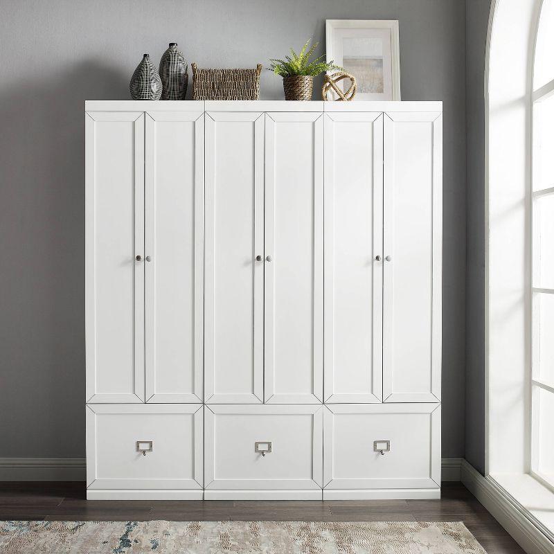 3pc Harper Entryway Pantry Closets White - Crosley: Modular Storage, Adjustable Shelves, Mudroom Organizer