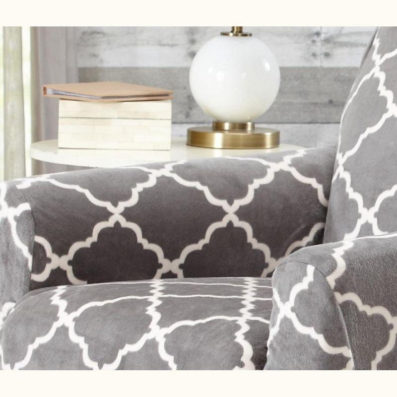 Lux Velvet Plush Grey Armchair Stretch Slipcover