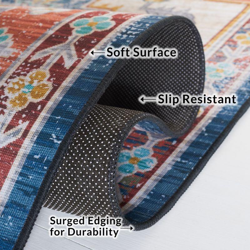 Tucson Vintage Persian TSN116 Power Loomed Machine Washable Skid-Resistant Indoor Accent Rug - Blue/Rust - 3'x5' - Safavieh