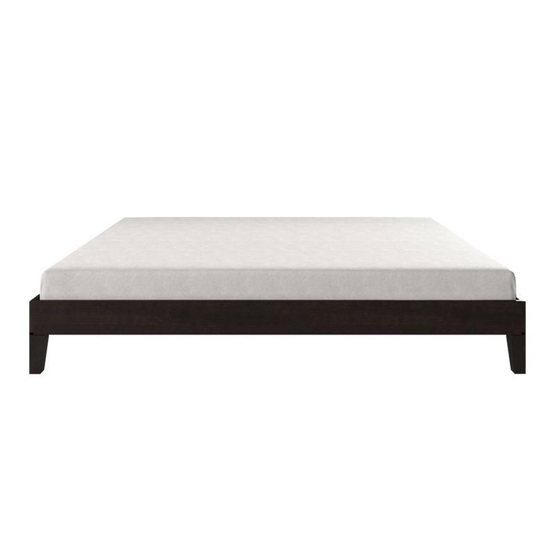 Nix Black Pine Wood Queen Platform Bed with Drawer