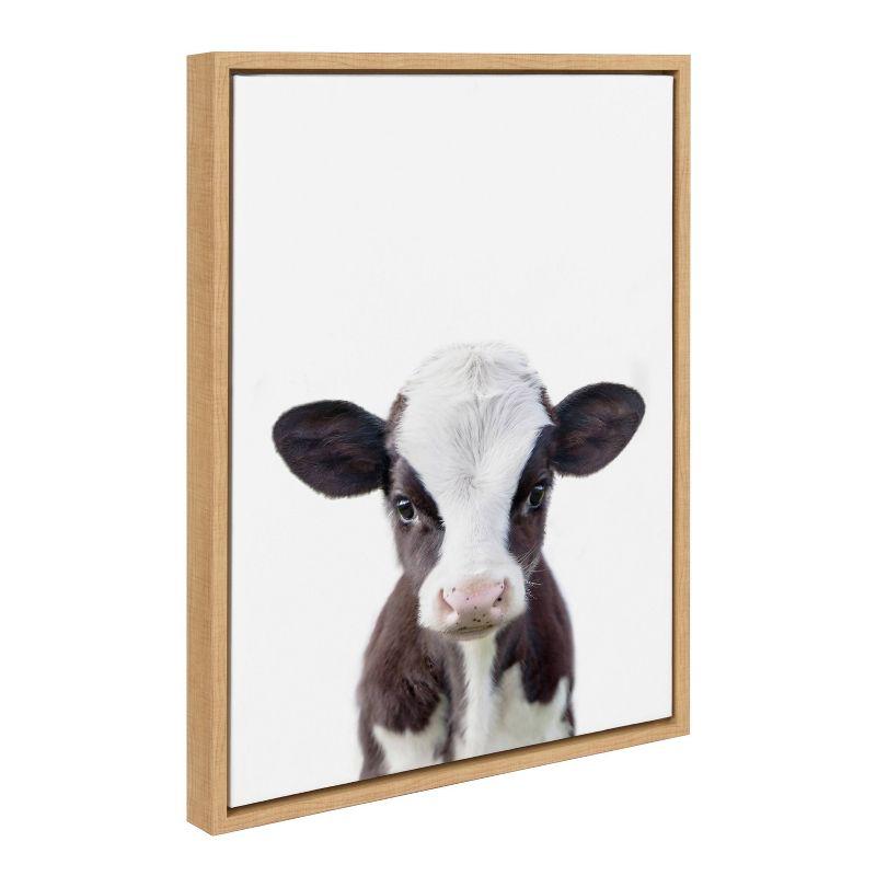 18" x 24" Sylvie Baby Cow Portrait Framed Canvas by Amy Peterson - Kate & Laurel All Things Decor