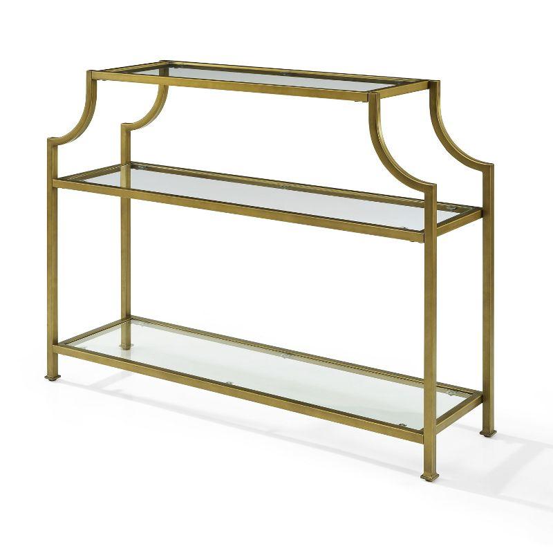 Aimee Console Table - Crosley: Elegant Steel Frame, Clear Glass Top, Fixed Shelf, Entryway Furniture