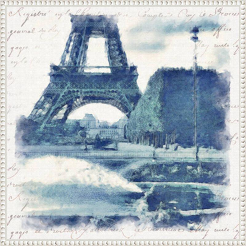 Amanti Art Paris in Blue I by Noah Bay Framed Canvas Wall Art Print