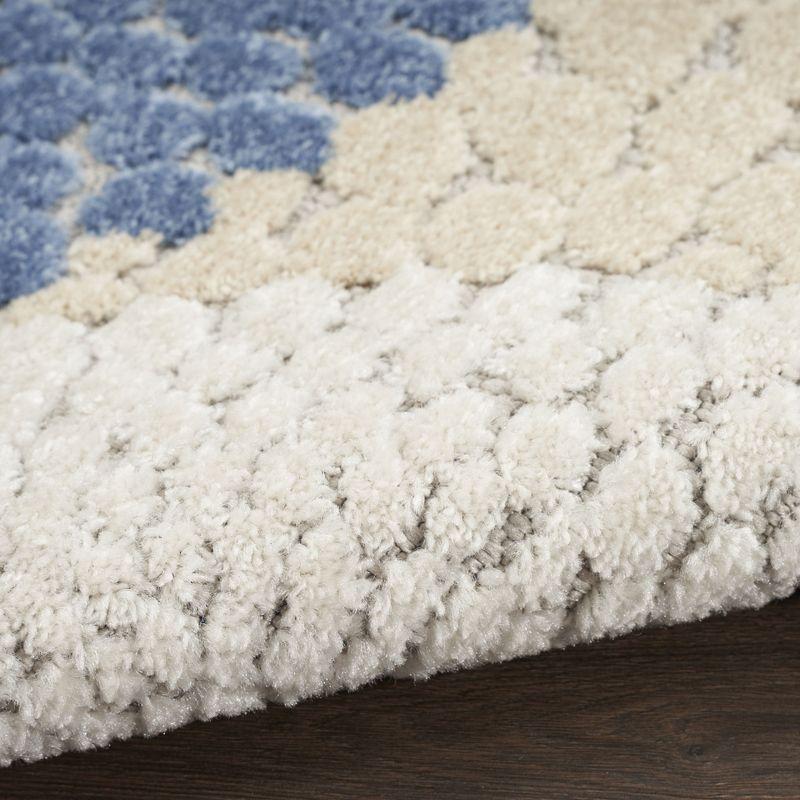 Nourison Aloha Bold Geometric Flatweave High-Low Indoor Outdoor Area Rug Blue/Grey 7'10" x 10'6"