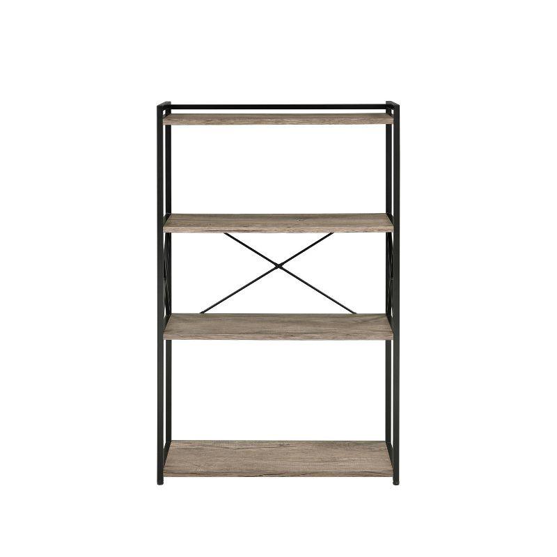 47" Corday Bookcase Gray and Black - Steve Silver Co.: Metal Accents, 4 Fixed Shelves