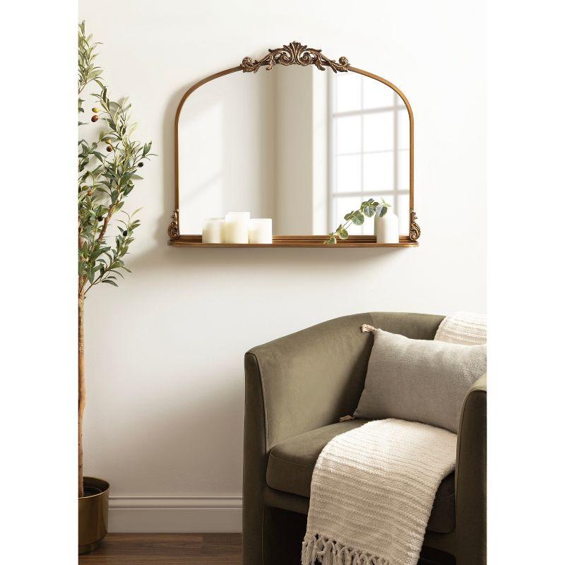 Kate & Laurel All Things Decor 33"x26" Arendahl Traditional Arch Mirror with Shelf Gold