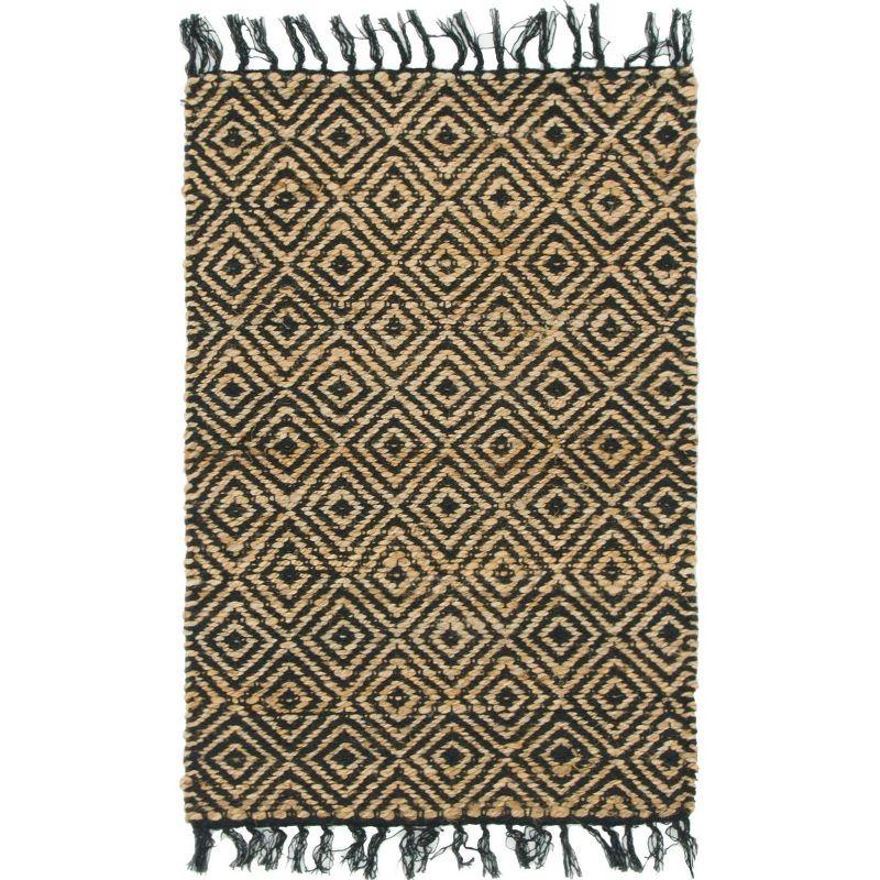 Unique Loom 2' 0 x 3' 1 Assam Chunky Jute Black Area Rug