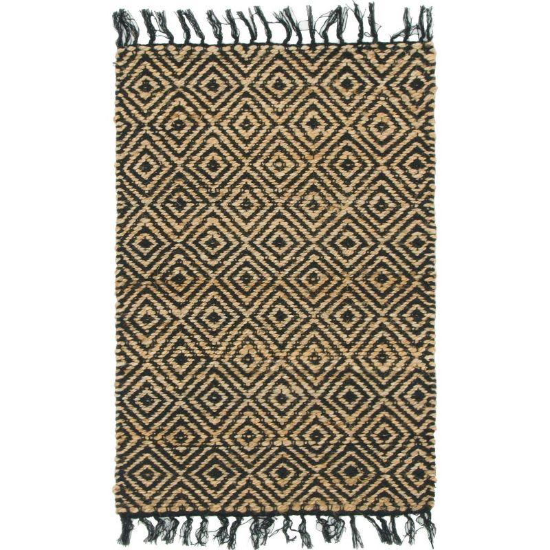 Unique Loom Braided Jute Assam Trellis Indoor Hand Made Fringe Area Rug