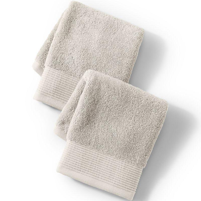 Lands' End Turkish Luxe 2-Piece Washcloth Set - Washcloth Set - Light Stone