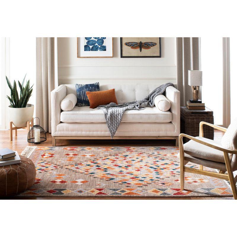 Farmhouse FMH852 Power Loomed Indoor Area Rug - Taupe/Navy - 5'1"x7'3" - Safavieh