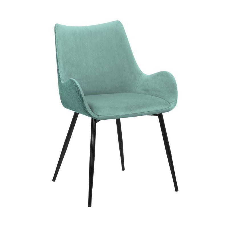 Teal High-Back Upholstered Arm Chair with Gold Metal Legs