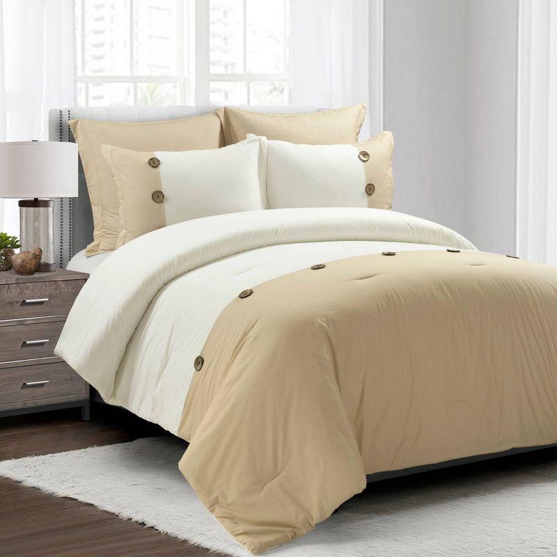 Lush Décor 5pc Linen Button Comforter Set