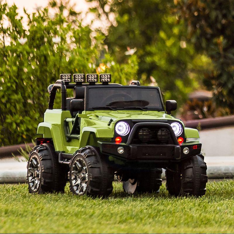 Best Choice Products 12V Kids Ride On Truck Car w/ Remote Control, Spring Suspension, Bluetooth, LED Lights - Green
