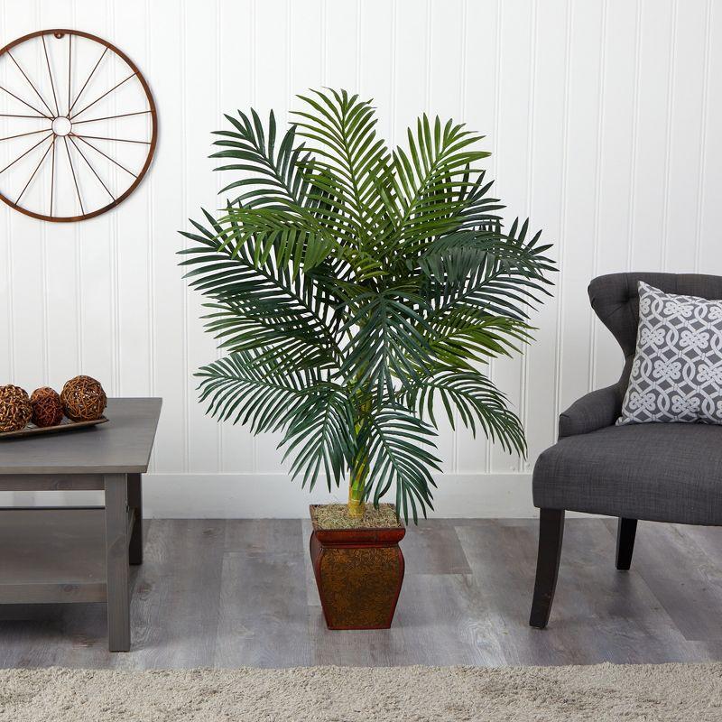 Nearly Natural 4.5-ft Golden Cane Palm with Decorative Container