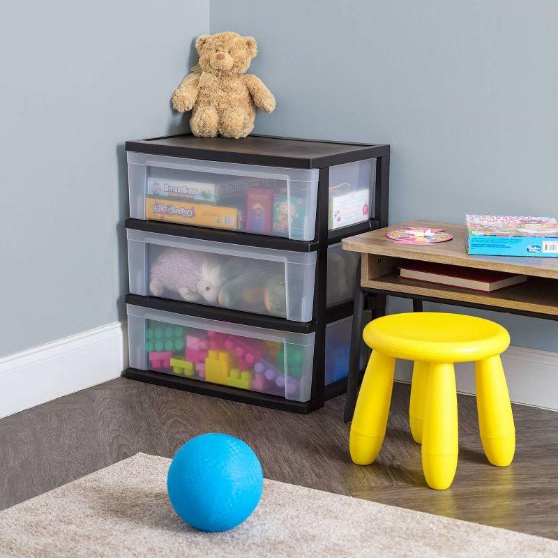 IRIS USA, Inc. 3 Drawer Wide Plasitc Chest  (Set of 2)