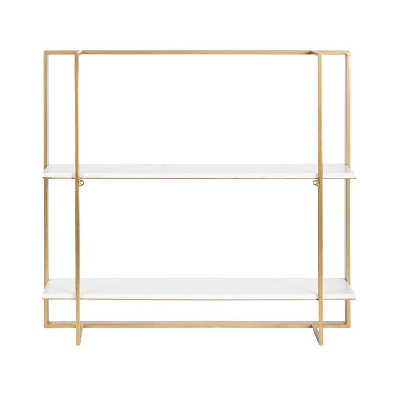 Kate & Laurel All Things Decor 24"x22" Kercheval Modern Wood Shelf Gold