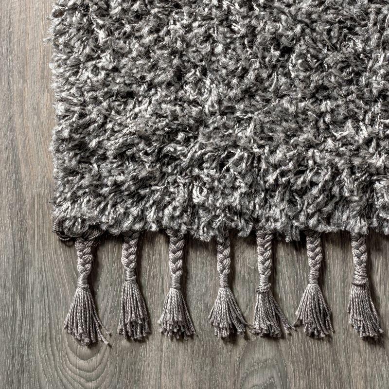 3'x5' Mercer Shag Plush Tassel Area Rug, Charcoal - JONATHAN Y