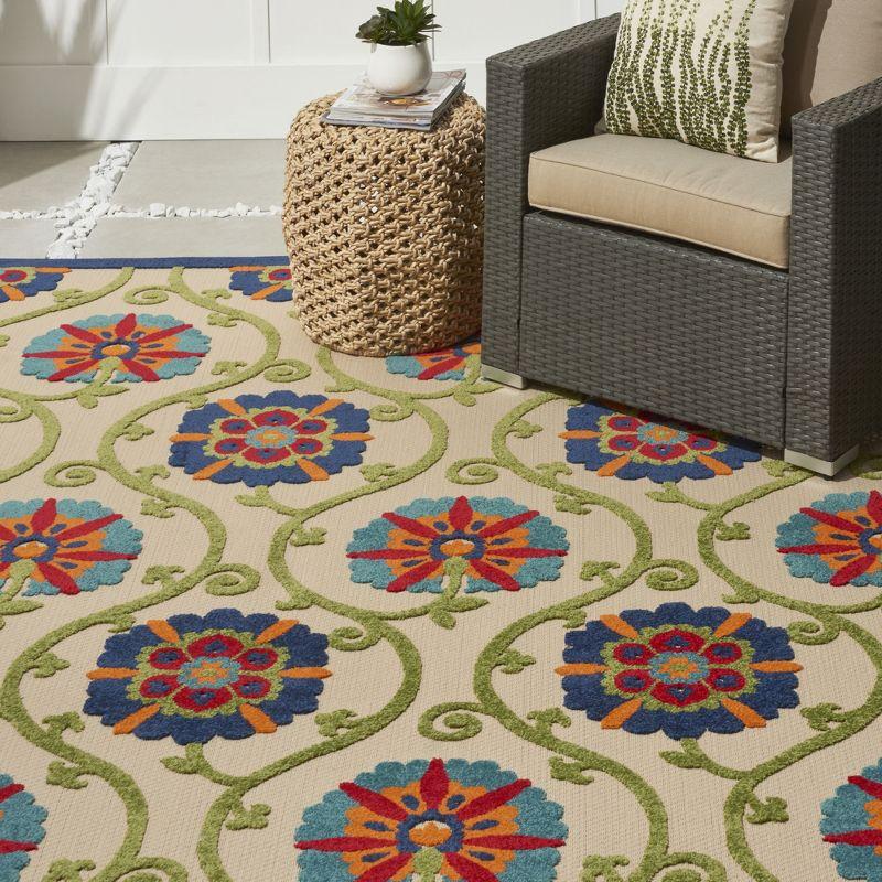 Sunny Blooms Multicolor Floral Indoor/Outdoor Rug - 7'10" x 10'6"