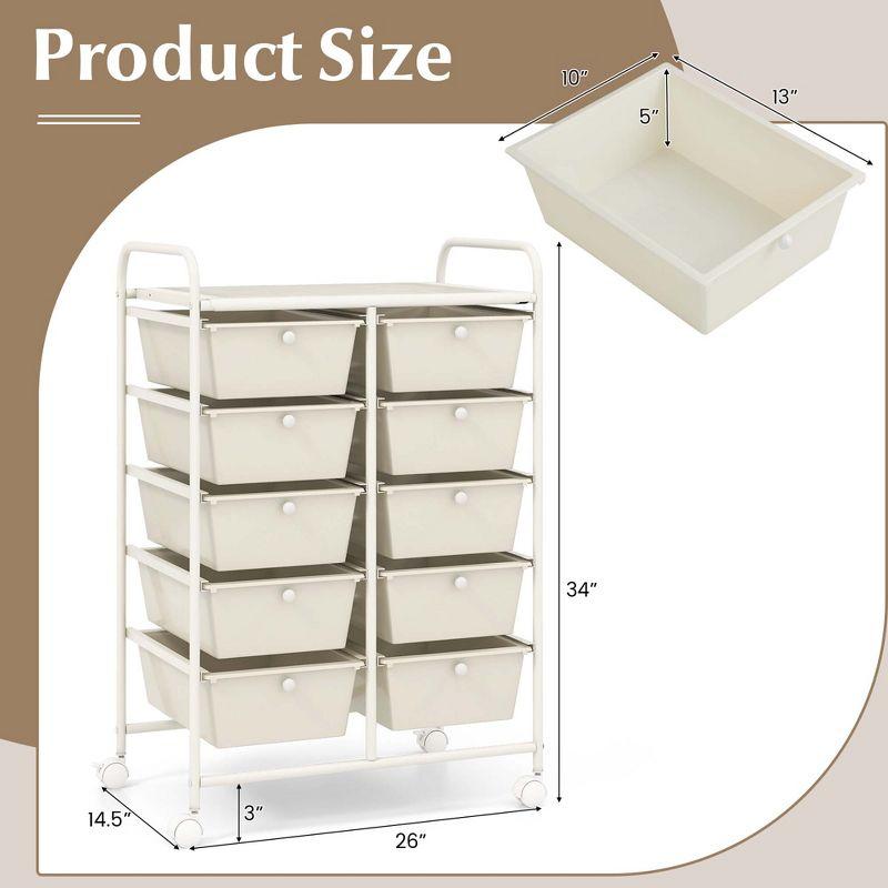 10-Drawer Rolling Storage Cart