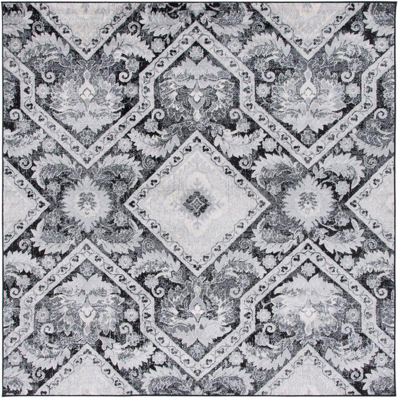 Brentwood Black and Ivory Square Synthetic Area Rug