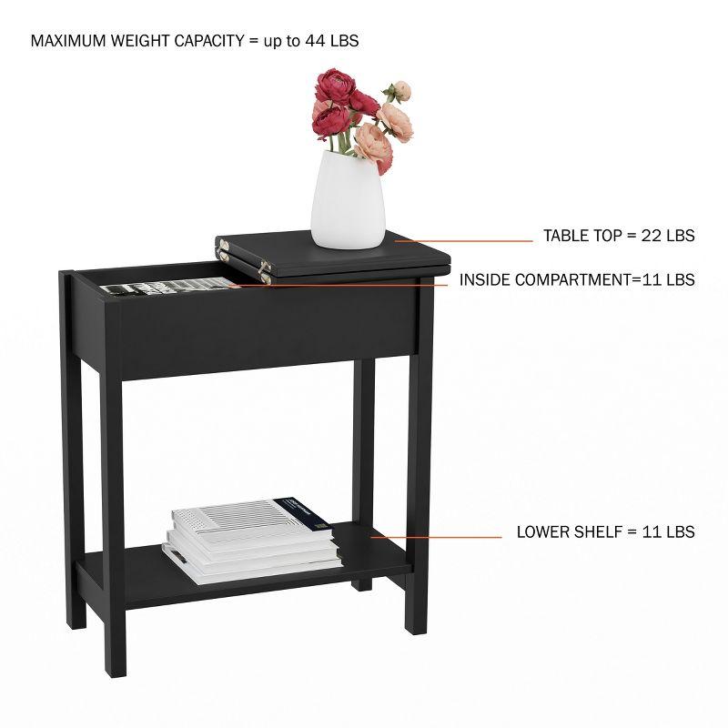 Hasting Home Narrow End Table with Storage Compartment and Shelf