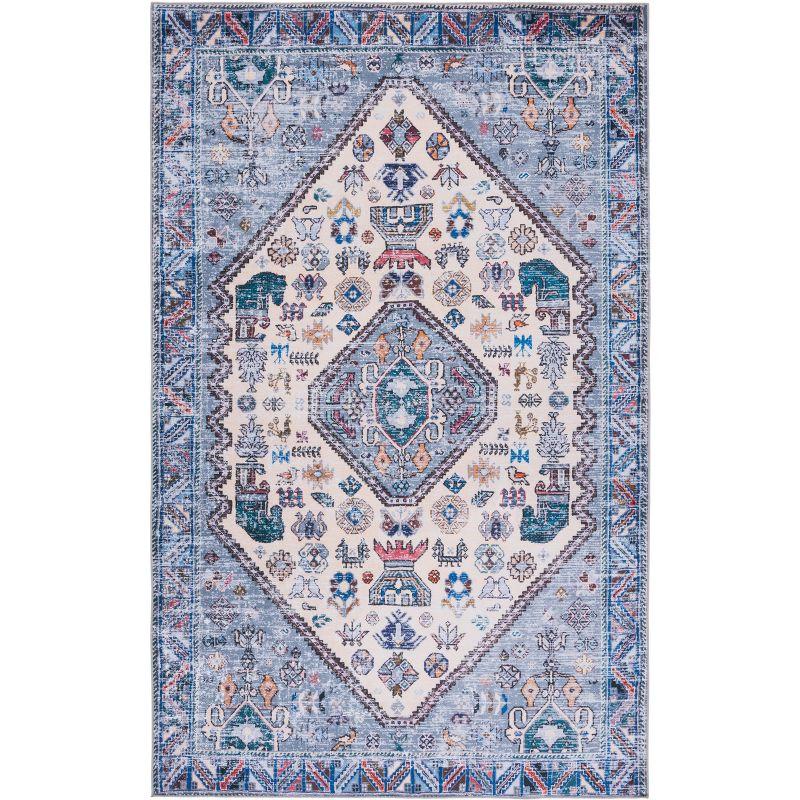 Tucson TSN194 Power Loomed Machine Washable Area Rug - Beige/Grey - 4'x6' - Safavieh.