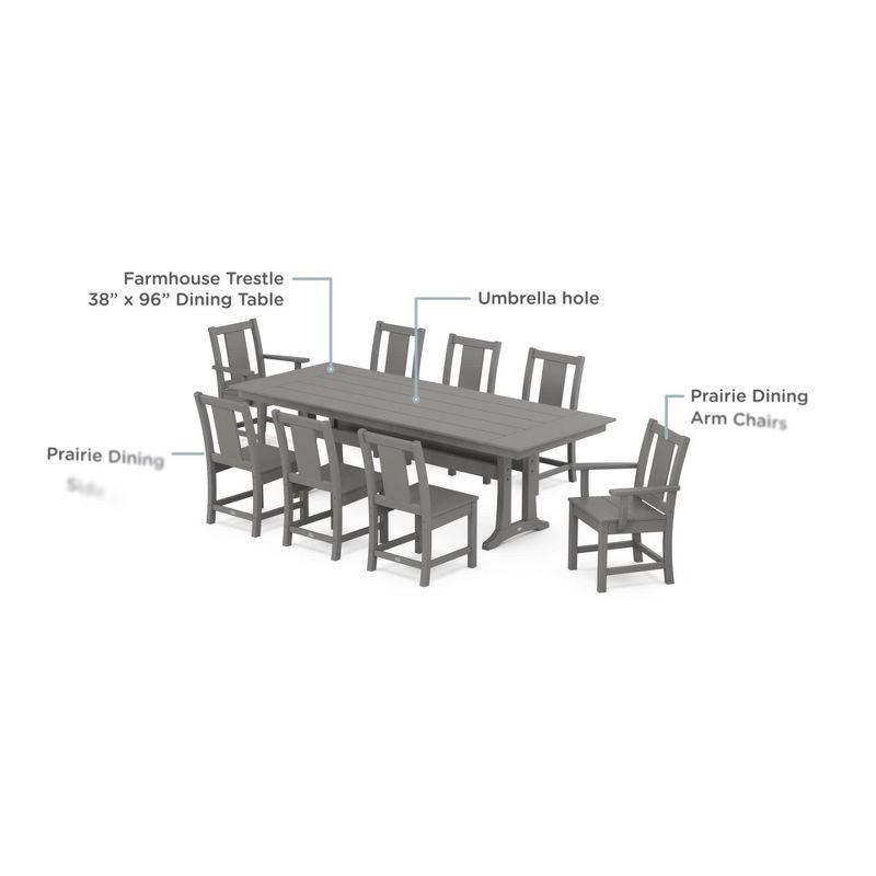 Prairie 9-Piece Farmhouse Dining Set with Trestle Legs