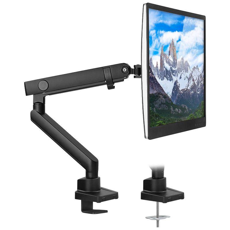 Mount-It! Articulating Single Monitor Arm Mount | Monitor Desk Stand | Mechanical Spring Arm | Fits 24 - 32 in. Screens | C-Clamp and Grommet Bases