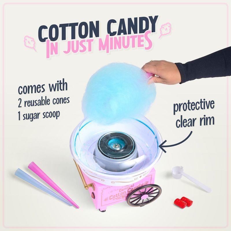 Nostalgia Nostalgia Retro Countertop Cotton Candy Machine, Includes 2 Reusable Cones & Scoop