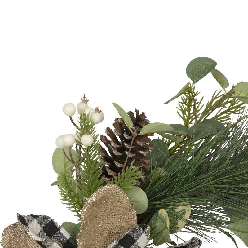 Magnolia and Frosted Pine Cones Artificial Christmas Wreath - 22-Inch Unlit