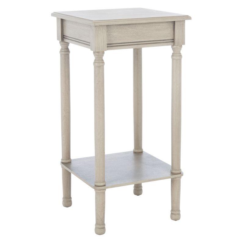 Elegant Greige 21" Square Wood & Metal Accent Table