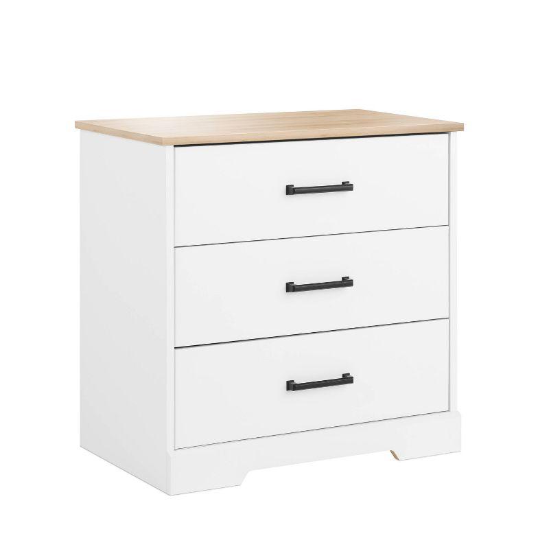 Prepac Rustic Ridge Farmhouse 3 Drawer Nightstand White/Oak