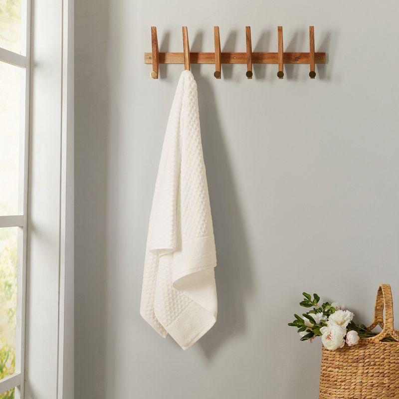 Ivory Cotton Diamond Textured 6-Piece Towel Set