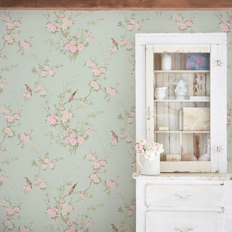 Rachel Ashwell Bird Chinoiserie Green Wallpaper