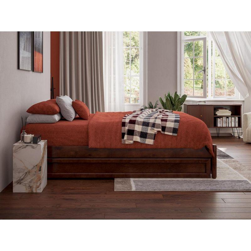 AFI Furnishings Full Panel Platform Bed with Twin Trundle in Walnut
