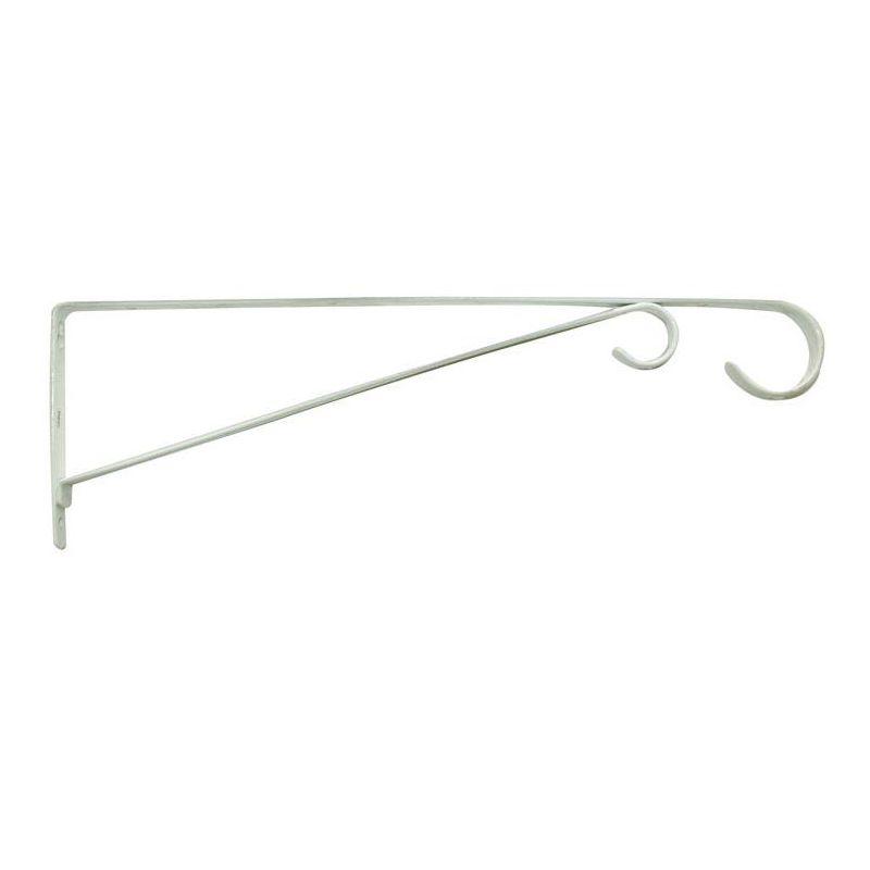 White Steel 15-Inch Hanging Plant Bracket with Loop