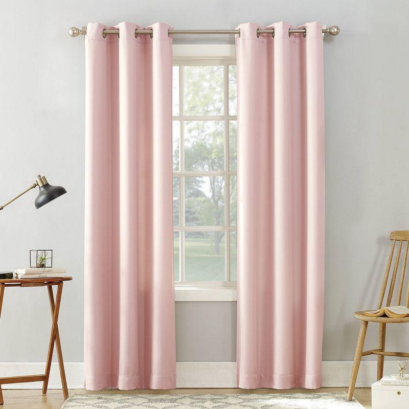 63"x40" Sora Casual Textured Light Filtering Grommet Top Curtain Panel Pink - No. 918