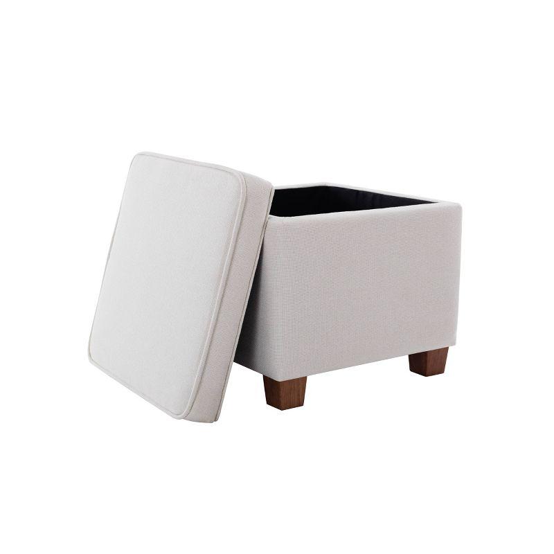 Square Storage Ottoman with Piping and Lift Off Lid - WOVENBYRD