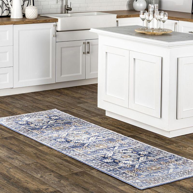 Nuloom Lorena Geometric 2x8 Runner Indoor Area Rug for Living Room Bedroom Dining Room Entryway Hallway Kitchen, Blue/Ivory