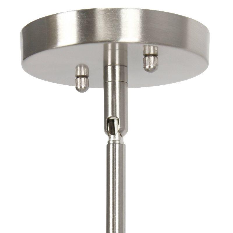 1-Light 5.75" Minimalist Industrial Farmhouse Adjustable Hanging Clear Cylinder Glass Pendant Metallic Silver - Lalia Home: UL Listed, E26 Base